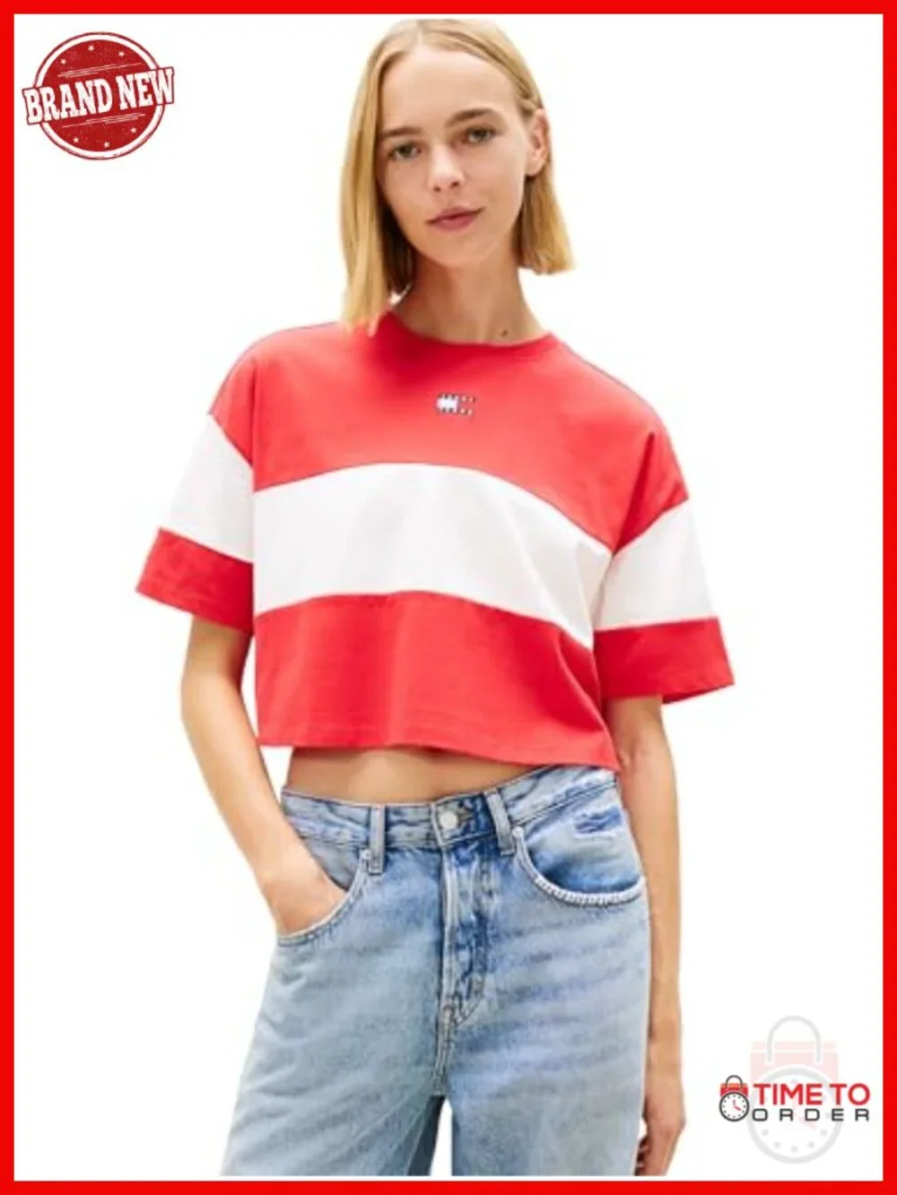 Women's Short Sleeve Crew Neck Cropped Boxy Tee 100% Cotton Oversized Fit